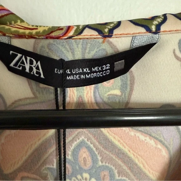 Zara Orange Long Sleeve Sundress with Notched Collar - Picture 4 of 6